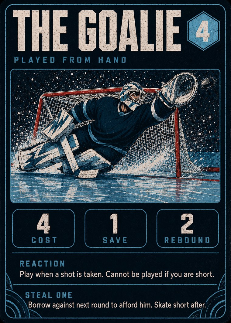 The Goalie, played from hand as a reaction, costing four energy