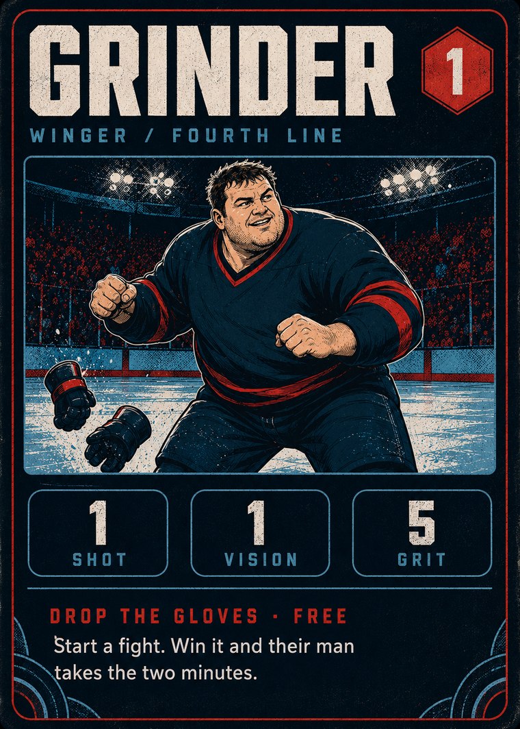 Grinder, a fourth line winger card costing one energy