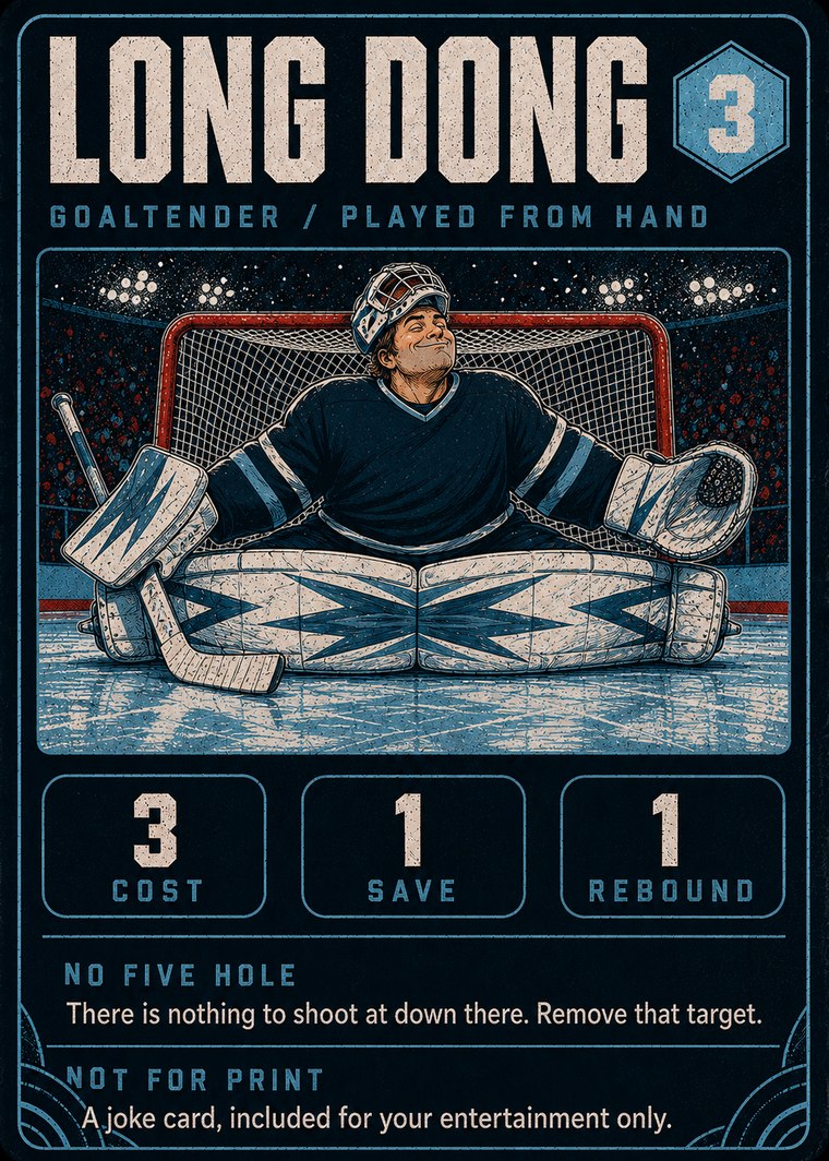 Long Dong, a joke goaltender card